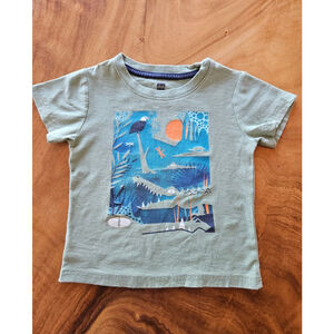 Boys Tea Green & Blue Alligator Short Sleeve Tee 3T